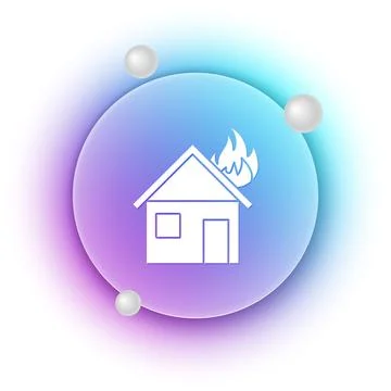 White Fire in burning house icon isolated on white background. Blue and pur.. Stock Illustration