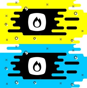 White Fire flame icon isolated on black background. Vector Stock Illustration