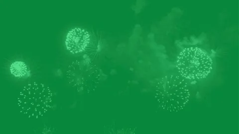 White Fire Work Effects New Work Night Party On Green Screen Bg., White Fir.. Stock Footage 299769766