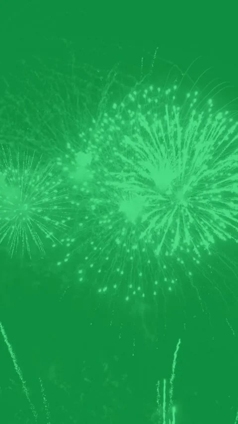White Fire Work Effects New Work Night Party On Green Screen Bg., White Fir.. Stock Footage 299769767