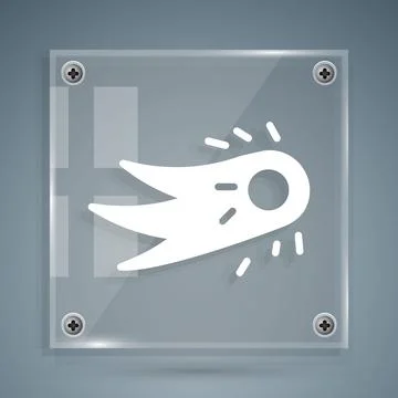 White Fireball icon isolated on grey background. Square glass panels. Vector Stock Illustration