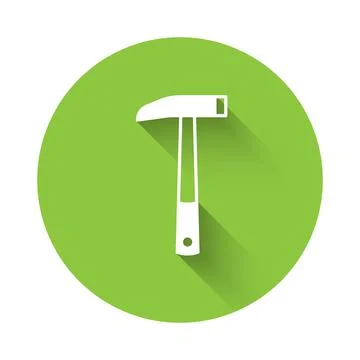 White Firefighter axe icon isolated with long shadow background. Fire axe. Green Stock Illustration