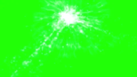White Firework Burst Effect Exploding from Side on Green Screen for Chroma Key Stock Footage 323828583
