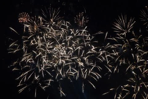 White firework display at Scarlet sails festivity in Saint Petersburg ,Russia Stock Photos