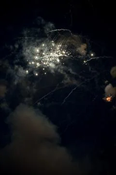 White Firework exploding in the sky for anniversary. Light show in the sky Stock Photos