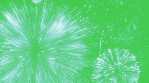 White Fireworks Burst Green Screen Video Overlay Stock Footage 344732997