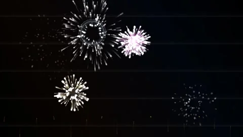 White Fireworks Bursts and Circular Shockwave Rings Loop Stock Footage 345248561