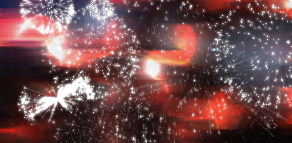 White fireworks exploding on black background Stock Illustration