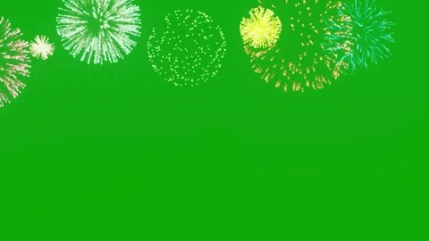 White fireworks explosion animation on green screen background Stock Footage 315052396