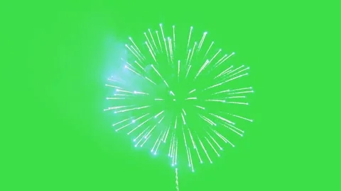 White fireworks explosion on green screen background for celebration and events Stock Footage 329964643