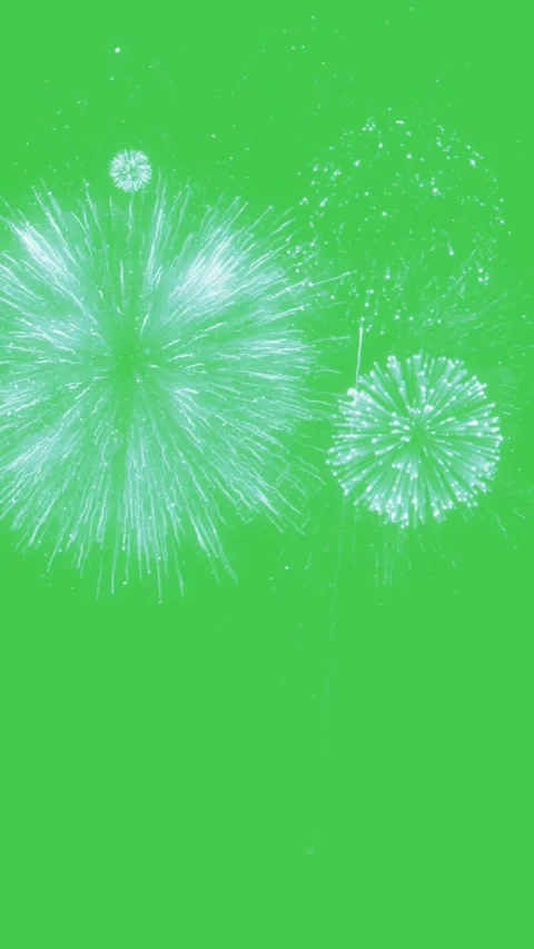 White Fireworks Explosion Vertical Green Screen Motion Overlay Stock Footage 344759770