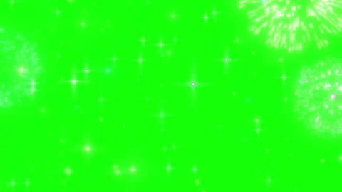 White fireworks explosions with sparkling light effects on a green screen Stock Footage 345853417