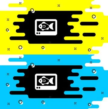 White Fish finder echo sounder icon isolated on black background. Electronic Stock Illustration