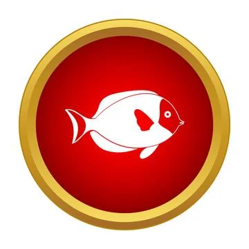 White fish symbol on a red circle with gold border 스톡 일러스트