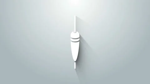 White Fishing float icon isolated on grey background. Fishing tackle. 4K Video Stock Footage 145619908