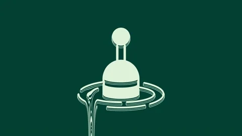 White Fishing float in water icon isolated on green background. Fishing tackle Stock Footage 236052115