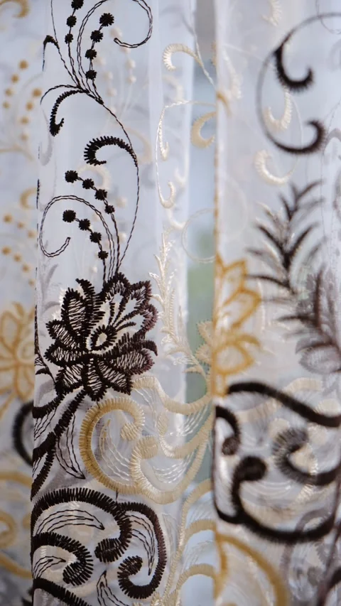 White fishnet cloth material, black golden pattern, guipure, texture backgr.. Stock Footage 336160165