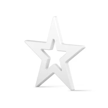 White five pointed realistic star award Christmas tree toy for hanging 3d t.. Stock Illustration