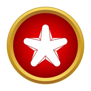 White five pointed star icon in red circle Stock Illustration