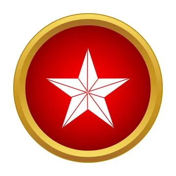 White five pointed star icon within golden frame Stock Illustration