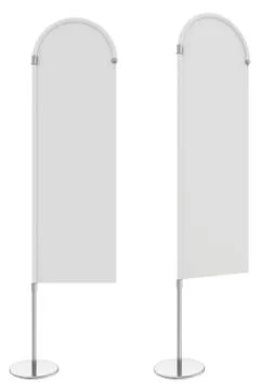 White flag banner stand. 3d rendering Illustrazione stock