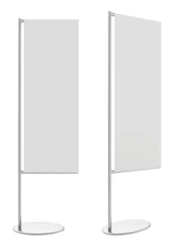 White flag banner stand. 3d rendering Illustrazione stock