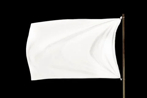 White Flag on Black background and Free Clipping path Stock Photos