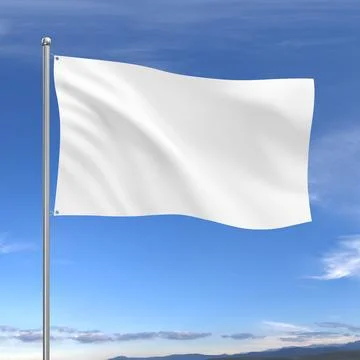 A white flag on a blue sky background Stock Photos