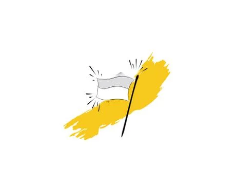 White Flag brush on white background in vector illustration Stock Illustration