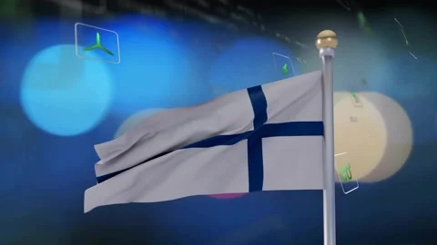 White flag with dark blue cross unrolling and rippling after breeze, 库存影片 338356387