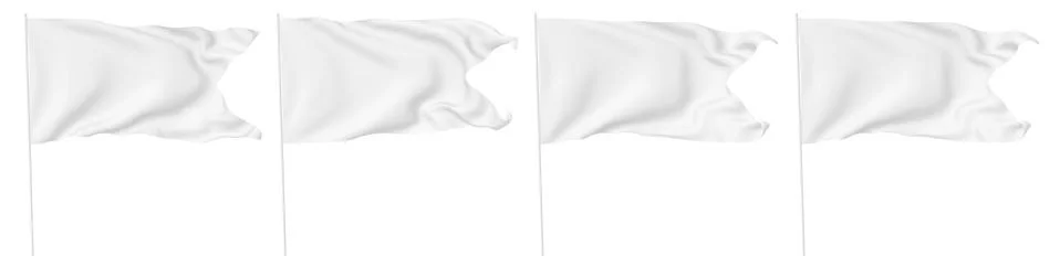 White flag with flagpole with angle set Stock Illustration