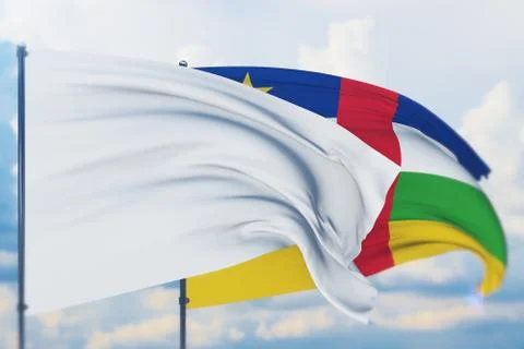 White flag on flagpole waving in the wind and flag of Central African Republic Stock-Illustration