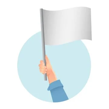 White flag in hand icon 스톡 일러스트