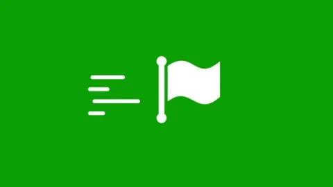White flag icon animation with motion blur effect isolated on green screen. Vídeos de archivo 347377672