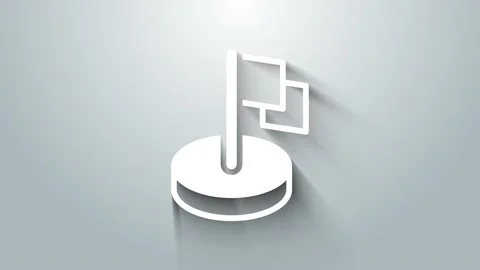 White Flag icon isolated on grey background. Victory, winning and conquer Stock Footage 156383380