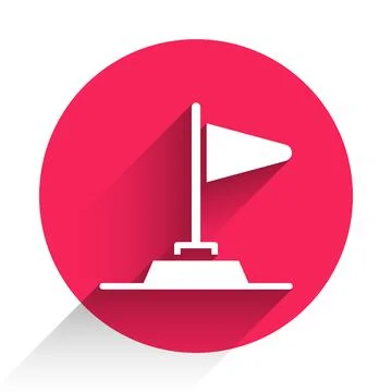 White Flag icon isolated with long shadow. Victory, winning and conquer Stock Illustration