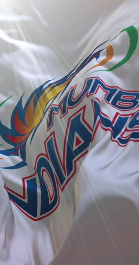 White flag of indian cricket team Mumbai Indians. 4K Vertical. Loop 動画素材 306836502