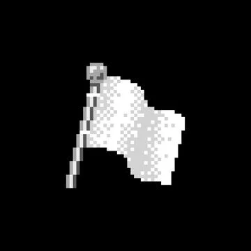 White Flag in Pixel Art 库存插图