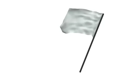 White flag raised and waved - 3D rendering - separate alpha channel 스톡 동영상 278347197