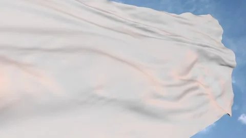 White flag on sky background Stock Footage 91933742