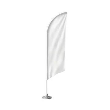 White flag teardrop banner vector mockup, fabric canvas for promotion design Stock Illustration