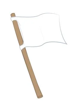 White Flag Waving Capitulation Surrender Symbol Ilustração Stock
