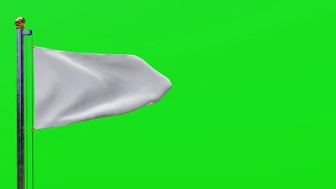 White flag waving on green screen alpha 3d Render Stock Footage 126436055