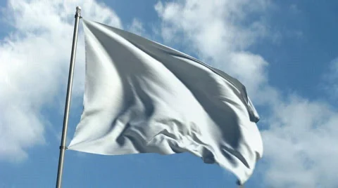 White Flag - Waving Over Time Laps Sky Stock Footage 708201