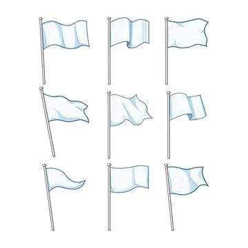 White flag waving on pole concept vector illustration Stock Illustration
