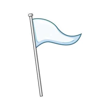 White flag waving on a pole illustration Stock Illustration