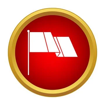 White flag waving on pole in red circle icon Stock Illustration
