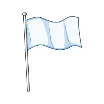 White flag waving on a pole representing peace Stock Illustration