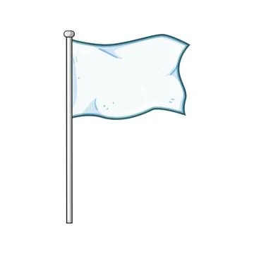 White flag waving on pole symbolizing surrender Stock Illustration