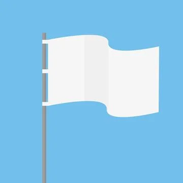 White flag waving in the wind vector illustration. 스톡 일러스트